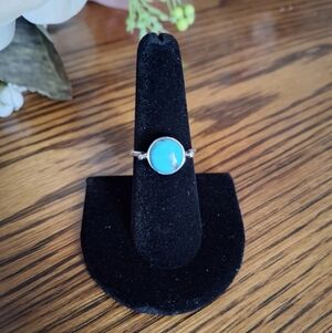 Ring Turquoise Natural Stone Sterling Silver Size 6.5